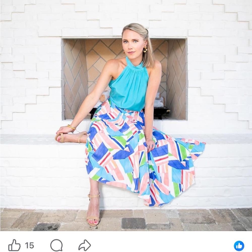 Milly Celeste Multicolor Geometric Pleated Women's Skirt